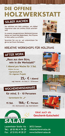 Workshops in der Holzwerkstatt Seesen